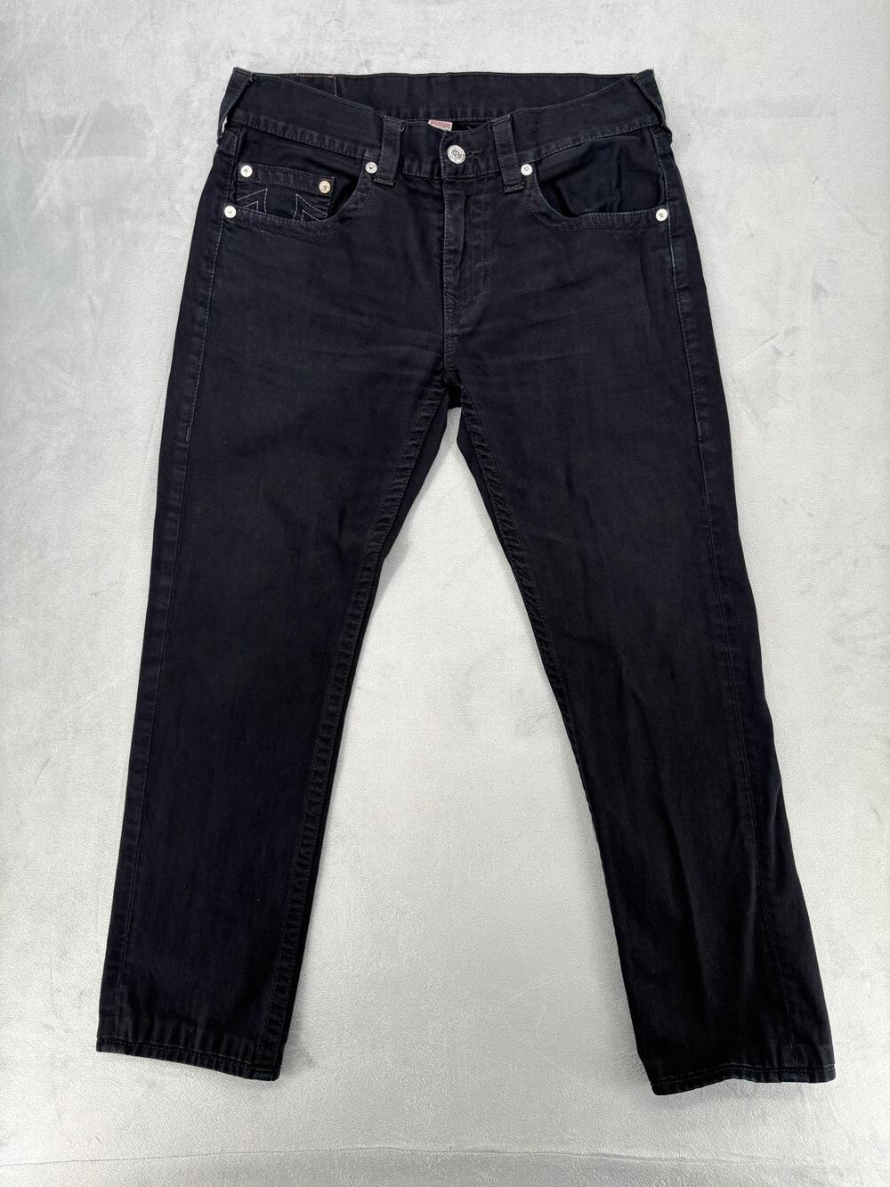 True Religion Jeans Unisex 34 Gray Section Skinny Slim Fit Dark Wash Horseshoe